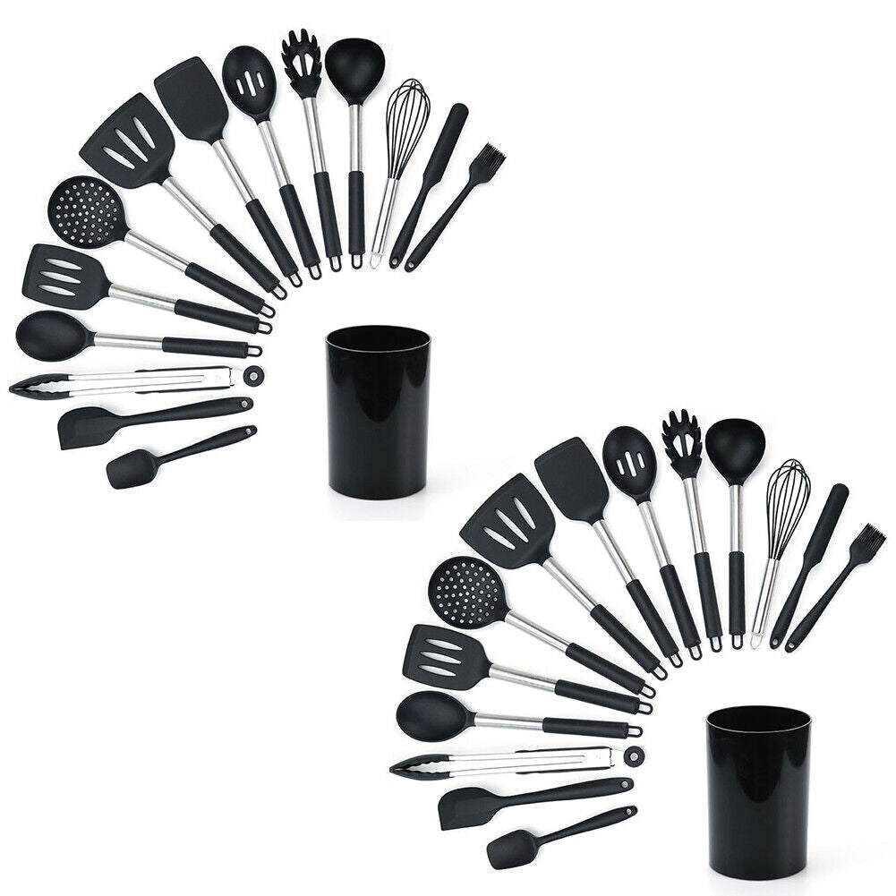 US 14 Pcs Set Silicone Cooking Utensils Kitchen Utensil Heat Resistant Nonstick
