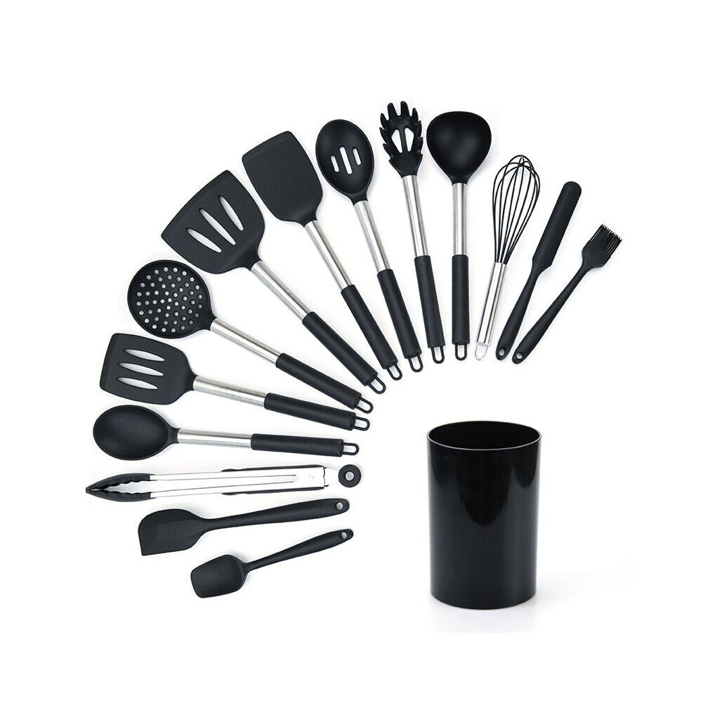 US 14 Pcs Set Silicone Cooking Utensils Kitchen Utensil Heat Resistant Nonstick