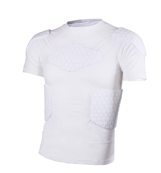 Mens Padded Compression Shirt Womens White Protective Shirt Rib Chest Protector