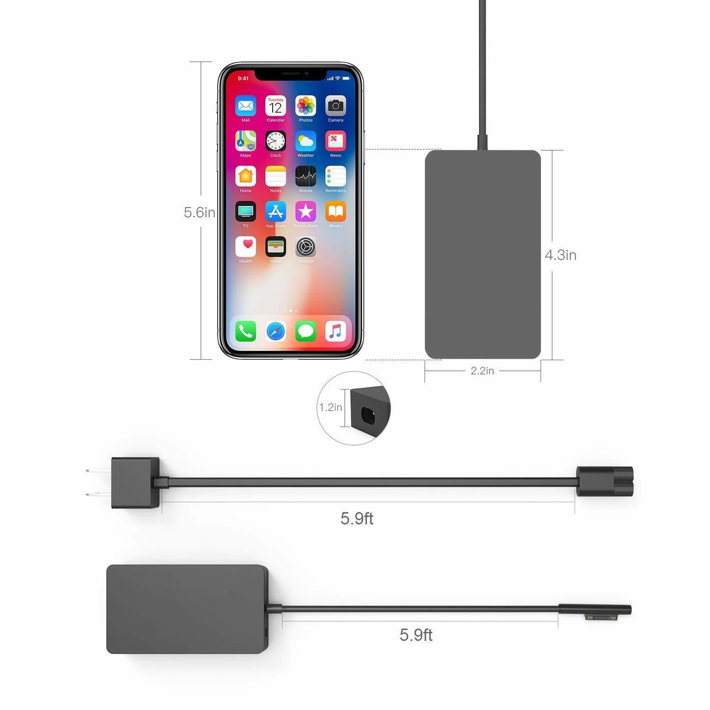 Surface Book 2 Charger 102 W, 15 V, 6,33 A, Surface Laptop 2/3 Pro7 、6、5 Adapter