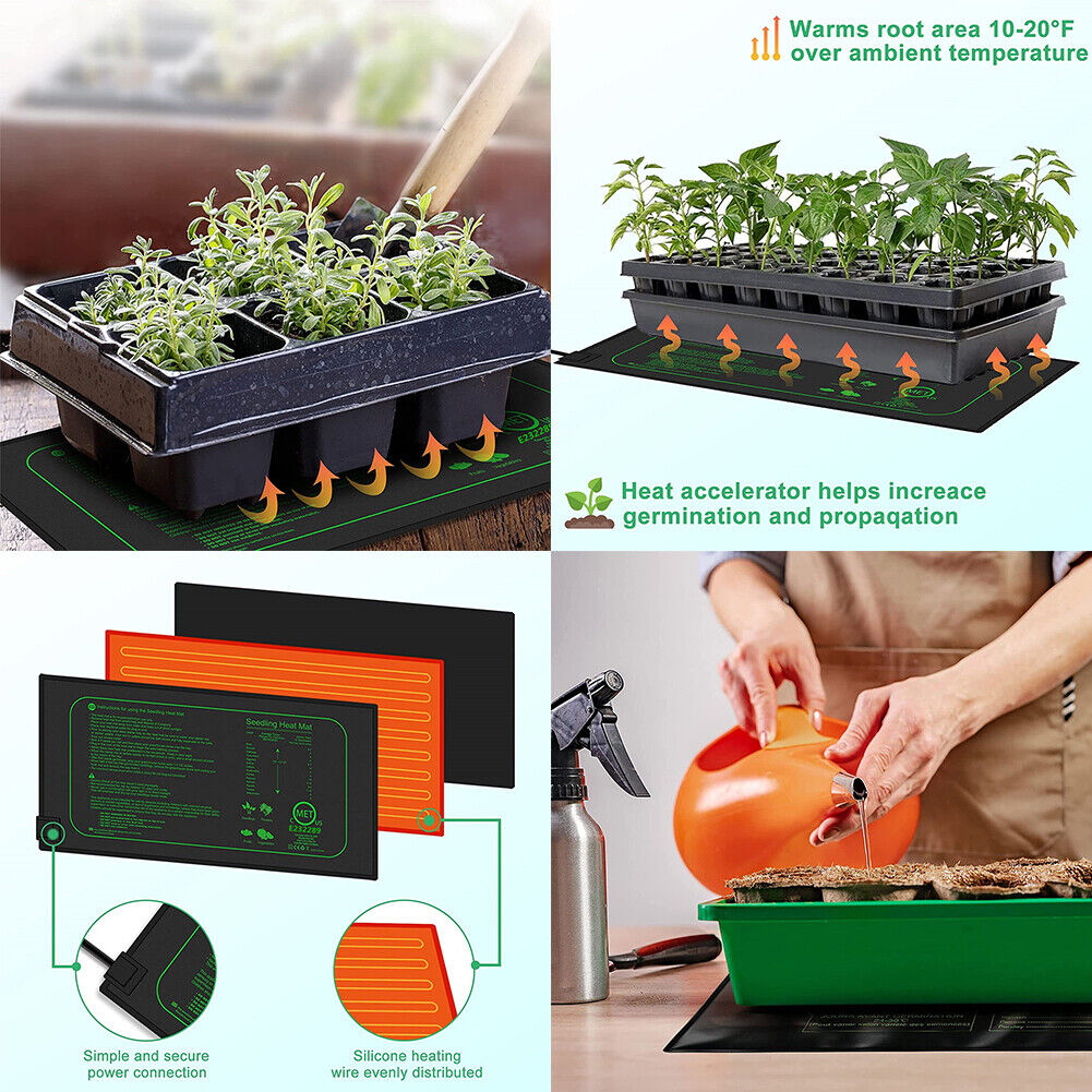 US 2 Pack Seeding Heat Mat 10"x20" Warm Hydroponic Plant Germination Starting Pa