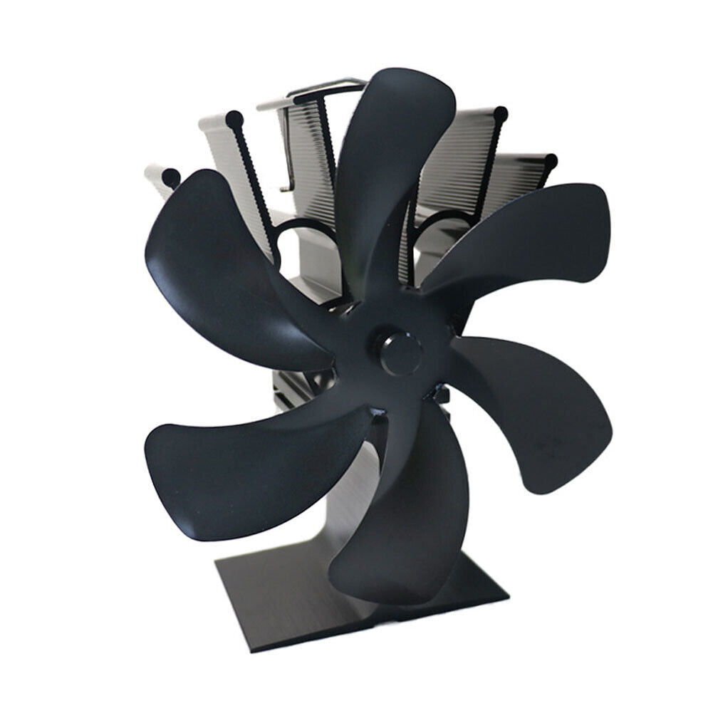 US 6 Blades Wood Stove Fan Heat Powered Eco Fireplace Fan Log Burner Fuel Saving