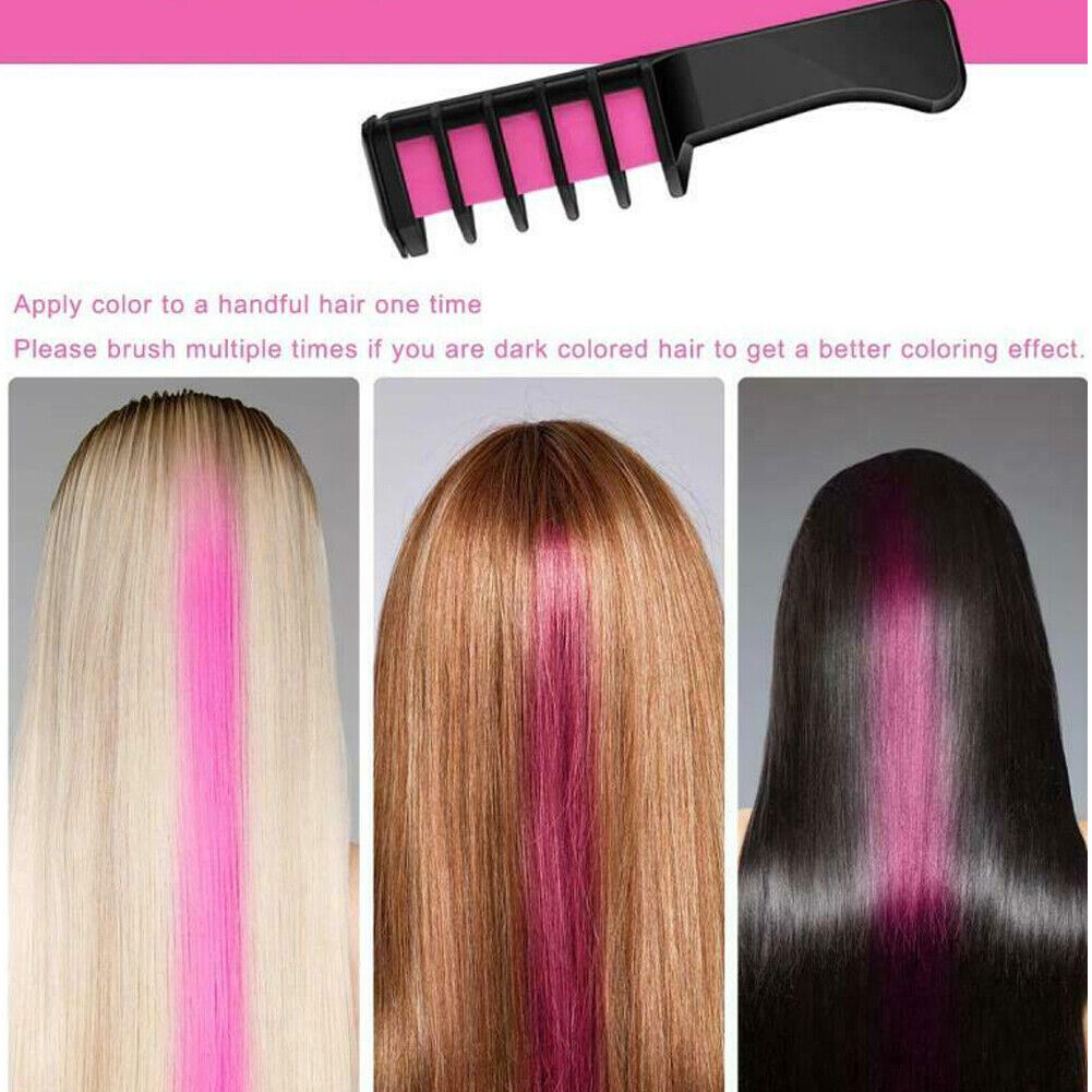 US 10 Color Hair Chalk Comb Set Washable Temporary Dye Mark DIY Party Kids Safe