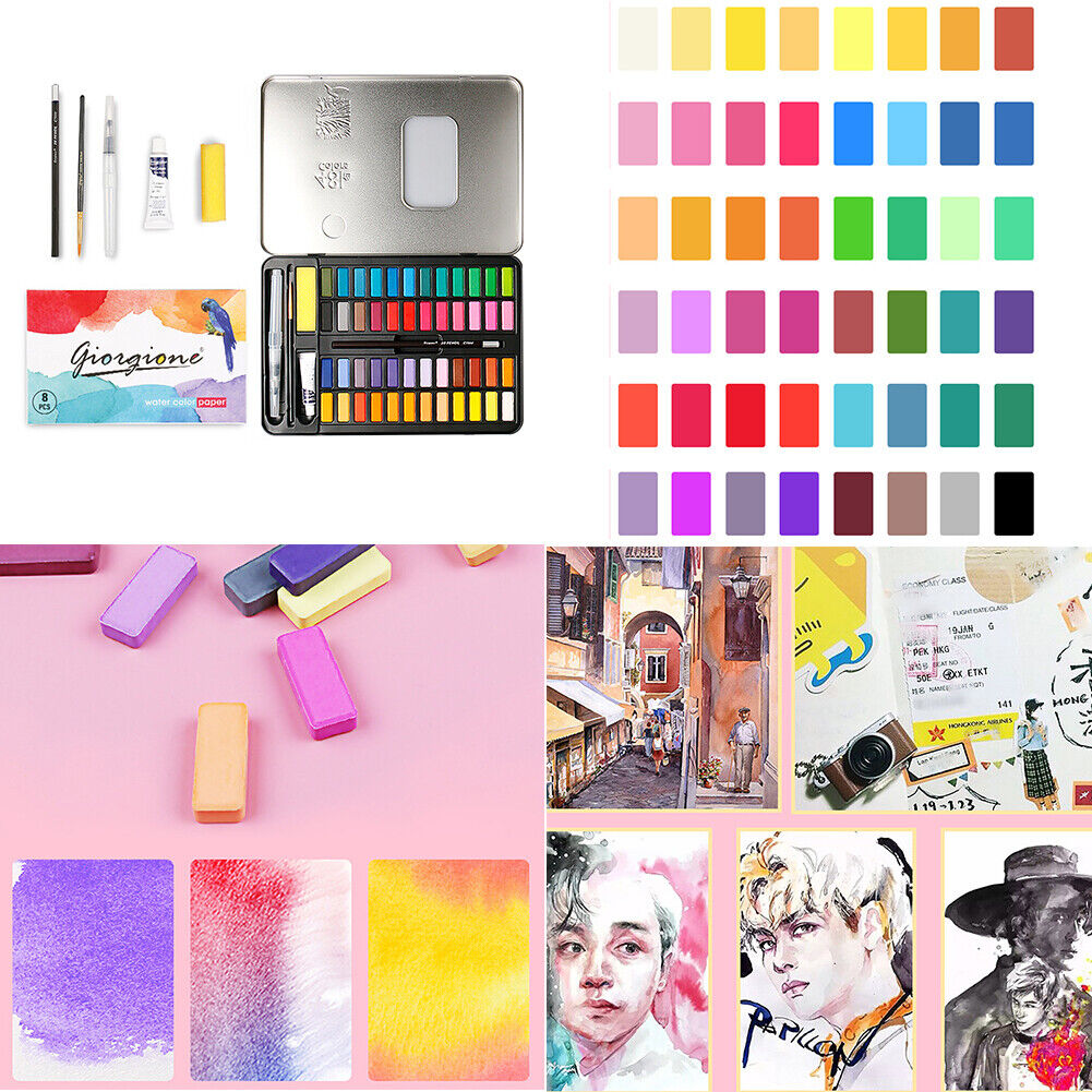 US 48 Premium Paints Watercolor Paint Set Include Metallic and Fluorescent Color