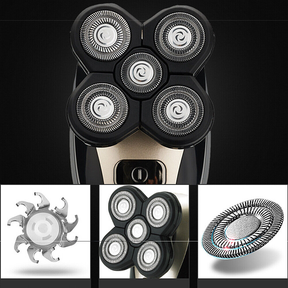 US 4D Electric Shaver Bald Men 5 in 1 Professional Men Razor Rotary Head Kit Set