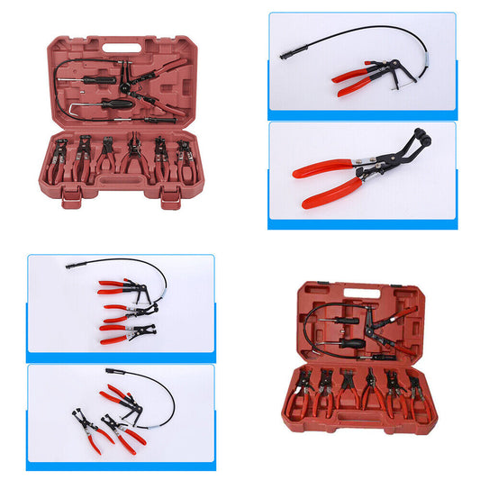 US 10Pc Flexible Hose Clamp Pliers Wire Long Reach Fuel Oil Water Hose Remover T