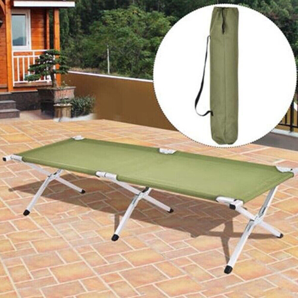 US Green Folding Camping Cot Car Tent Durable Canvas Sleeping Outdoor Steel