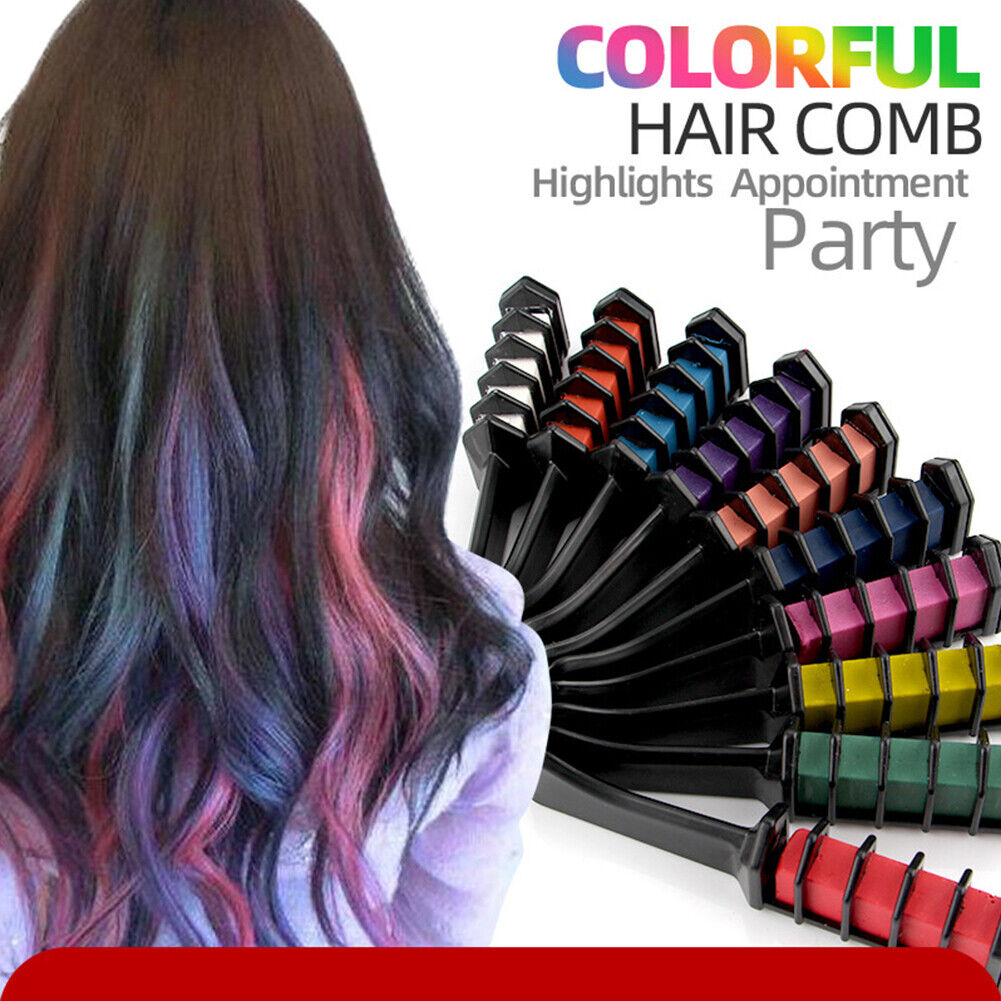 US 10 Color Hair Chalk Comb Set Washable Temporary Dye Mark DIY Party Kids Safe