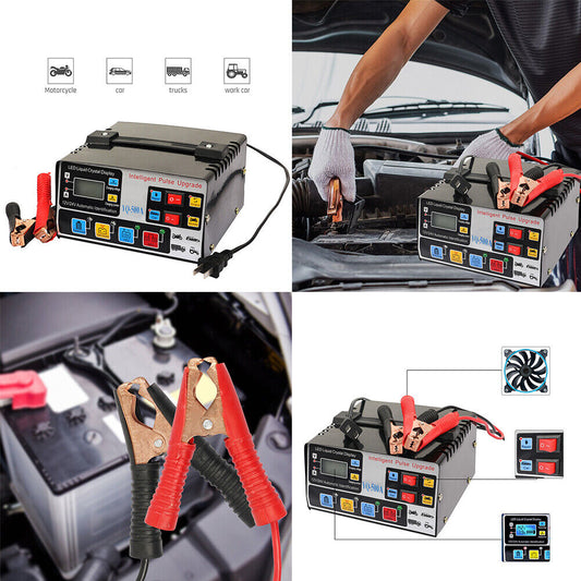 Intelligent Automatic Car Battery Charger 12/24V 9A Pulse Repair Starter AGM/GEL