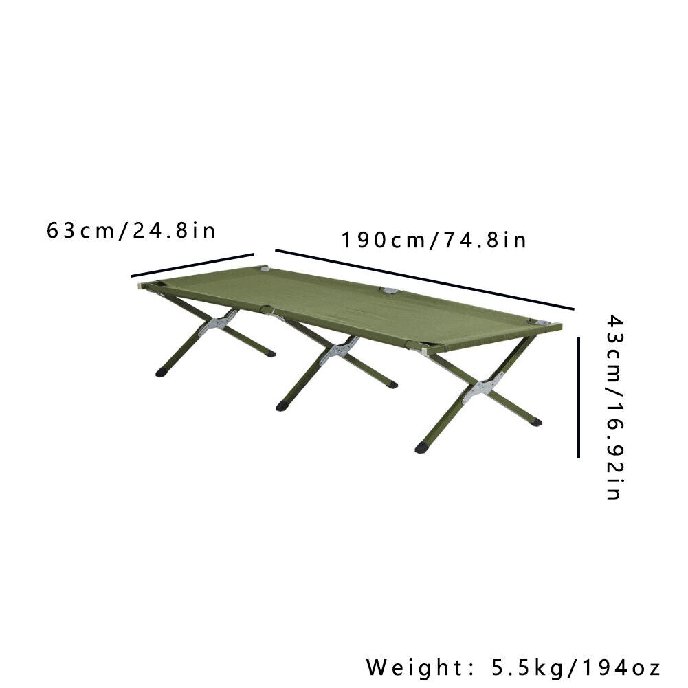 US Green Folding Camping Cot Car Tent Durable Canvas Sleeping Outdoor Steel