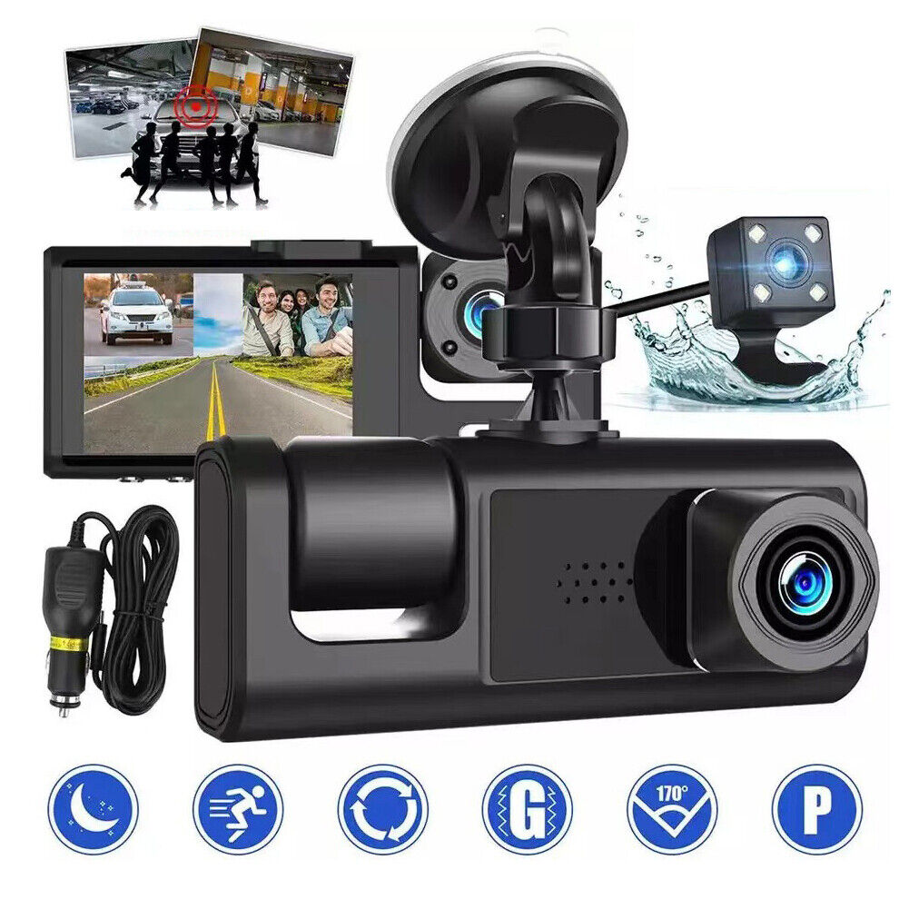 US HD 1080P Car Lens Dash Cam Front/Rear/Inside Video Recorder Camera G-sensor