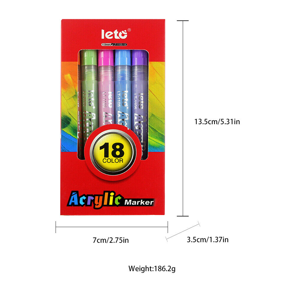 US 18 Color Set Acrylic Water-Based Paint Marker Rock Glass Ceramic Arts Crafts