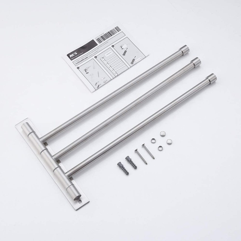 KES Towel Holder Swing Out Towel Bar SUS 304 SS 3-Bar Polished Finish, A2102S3