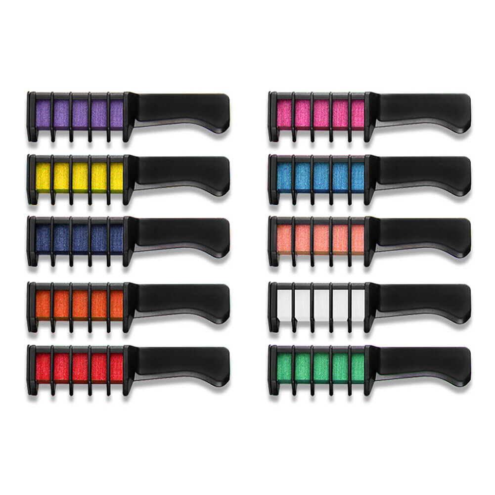 US 10 Color Hair Chalk Comb Set Washable Temporary Dye Mark DIY Party Kids Safe