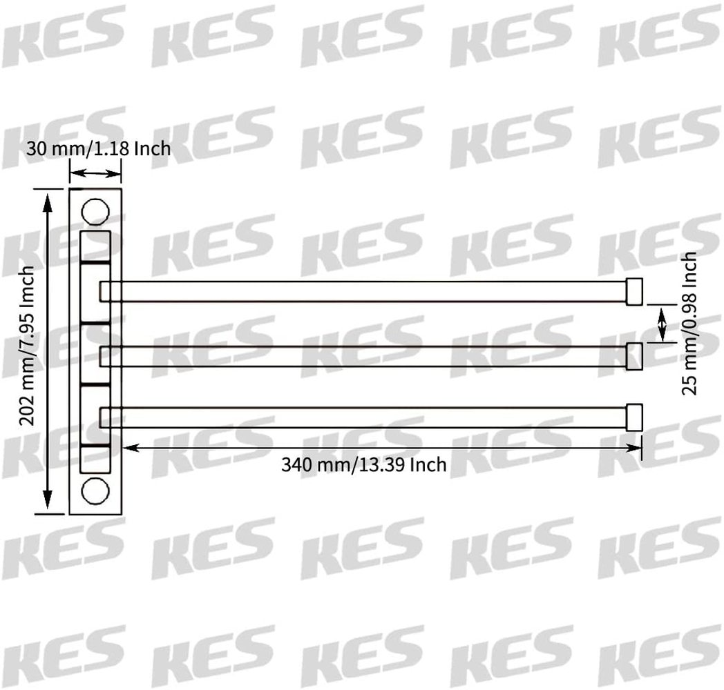KES Towel Holder Swing Out Towel Bar SUS 304 SS 3-Bar Polished Finish, A2102S3