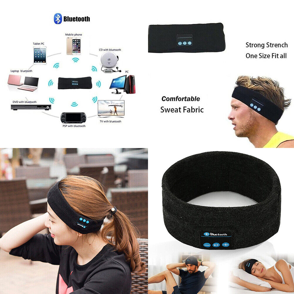 US 2 Pc Sleep Headphones Bluetooth Sport Headband Ultra-Thin HD Stereo Speaker