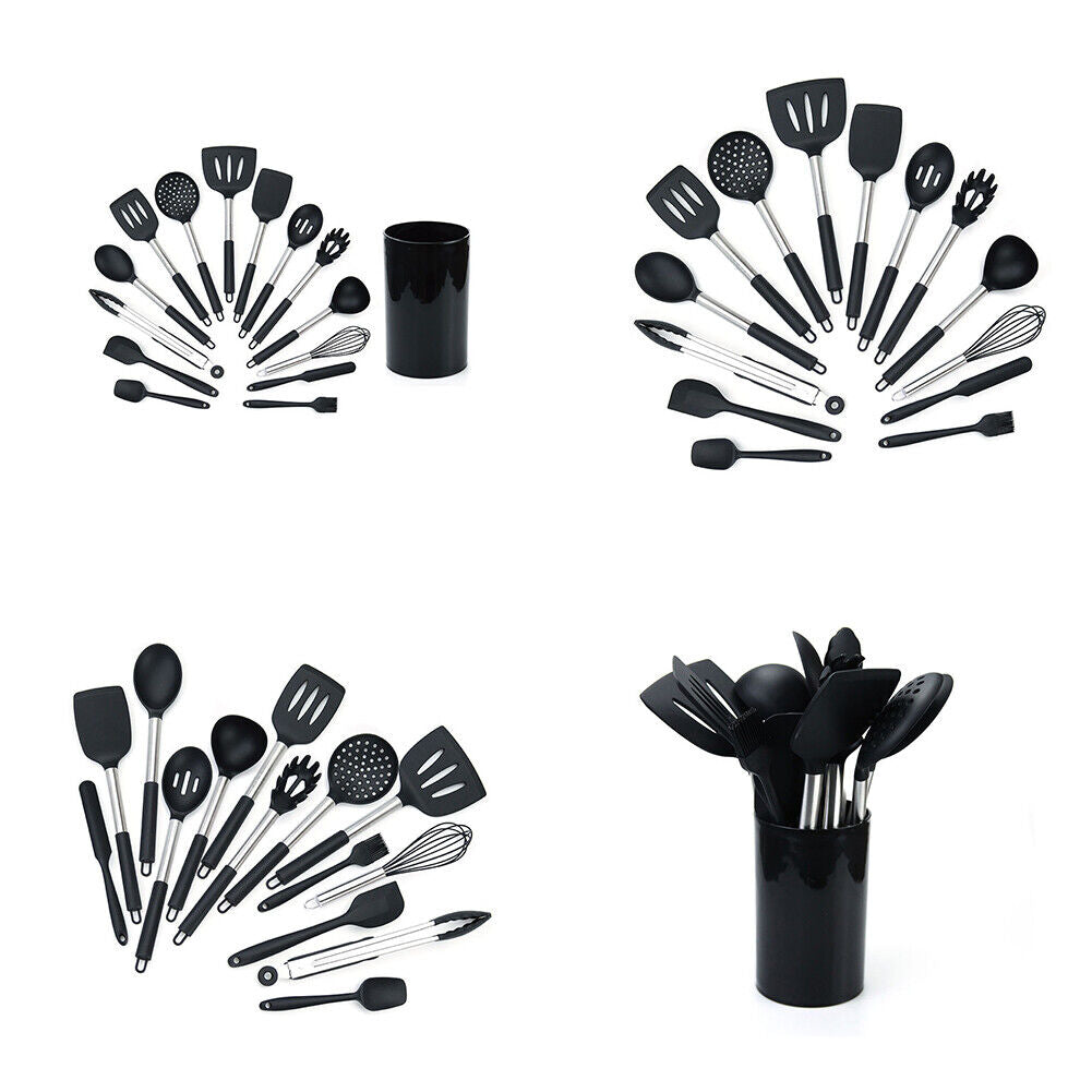 US 14 Pcs Set Silicone Cooking Utensils Kitchen Utensil Heat Resistant Nonstick
