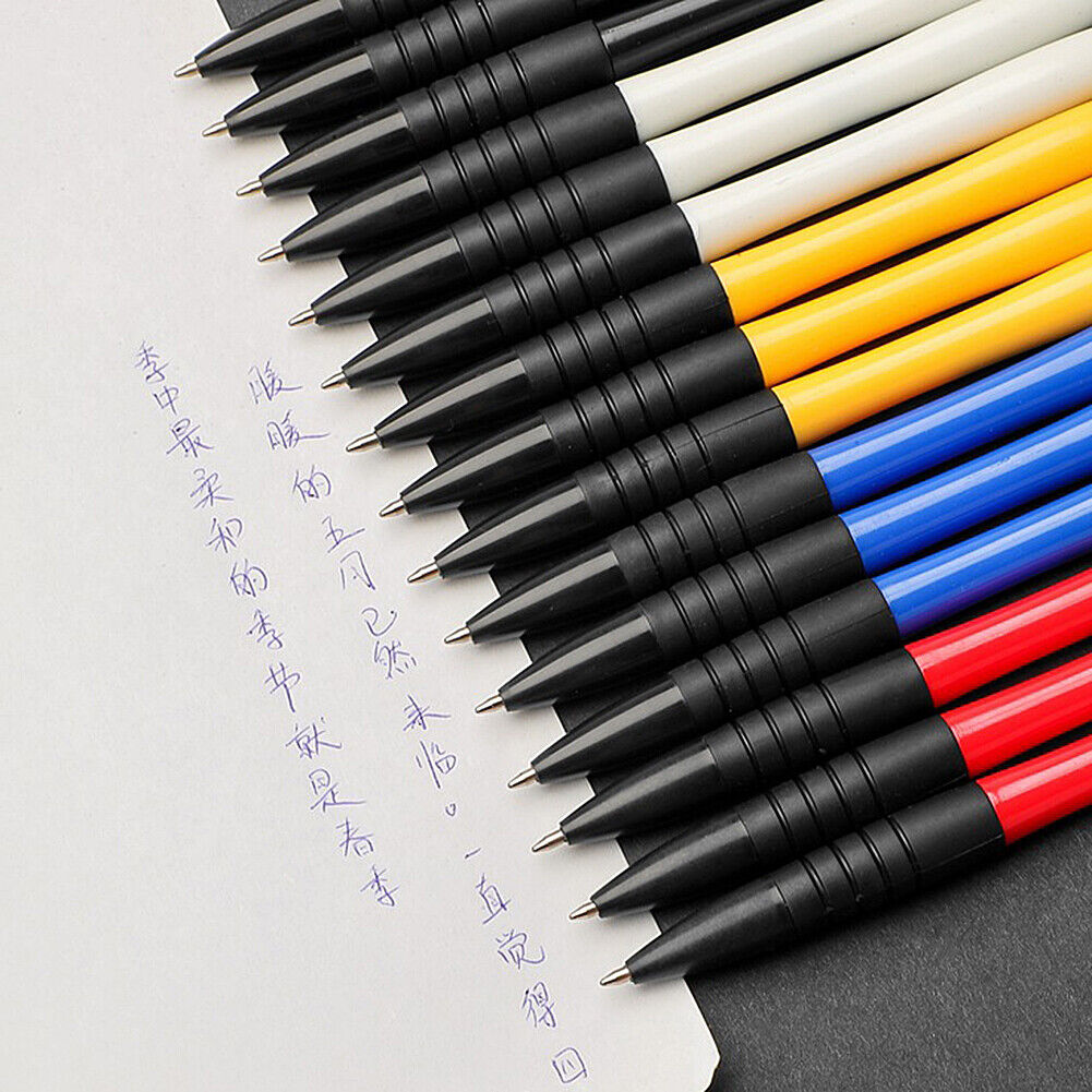 US 200 Pack Bulk Wholesale Lot Ink Pens Ball Point Plastic Retractable Black Ink