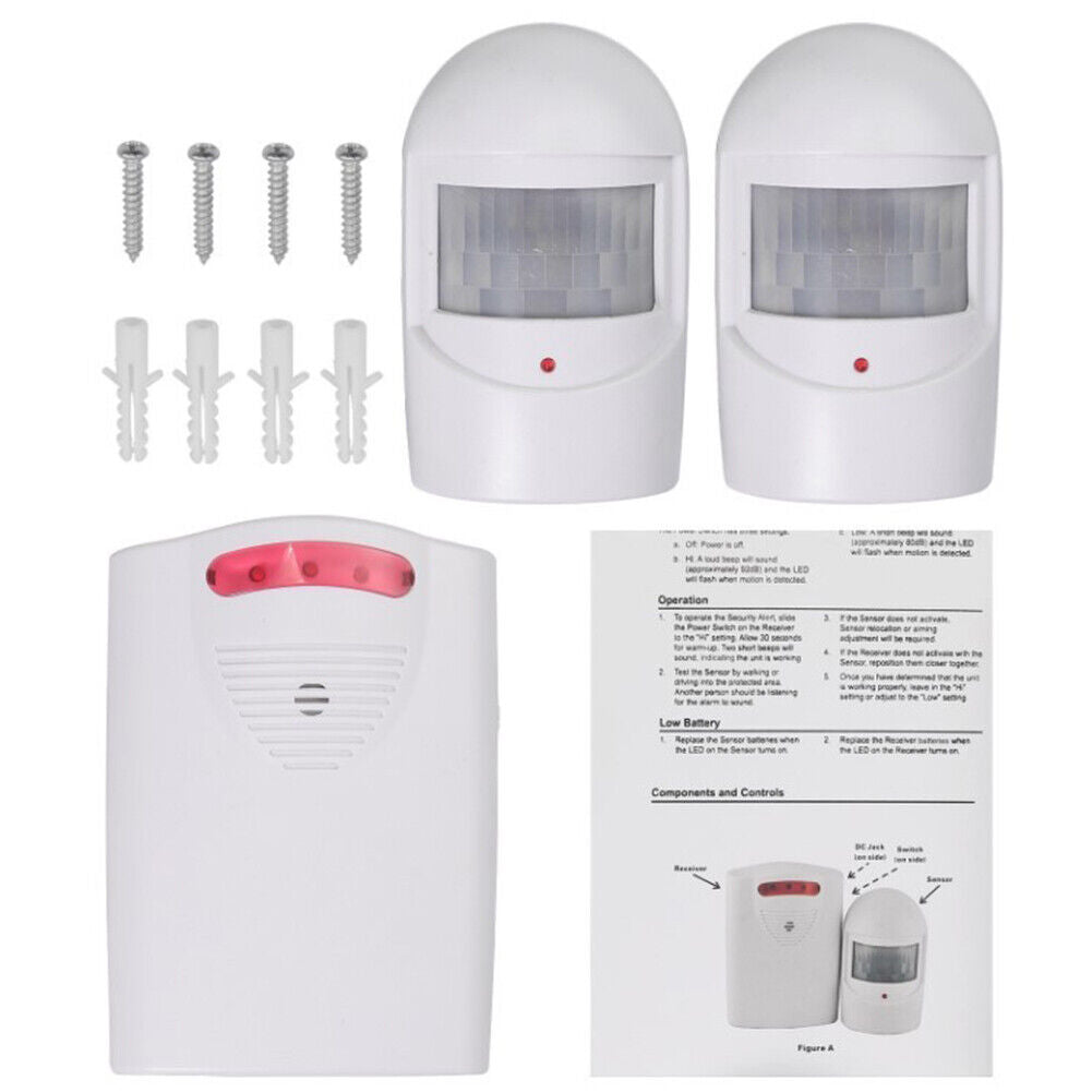 US Garage Alarm Alert Security Indoor Wireless PIR Motion Sensor System Driveway