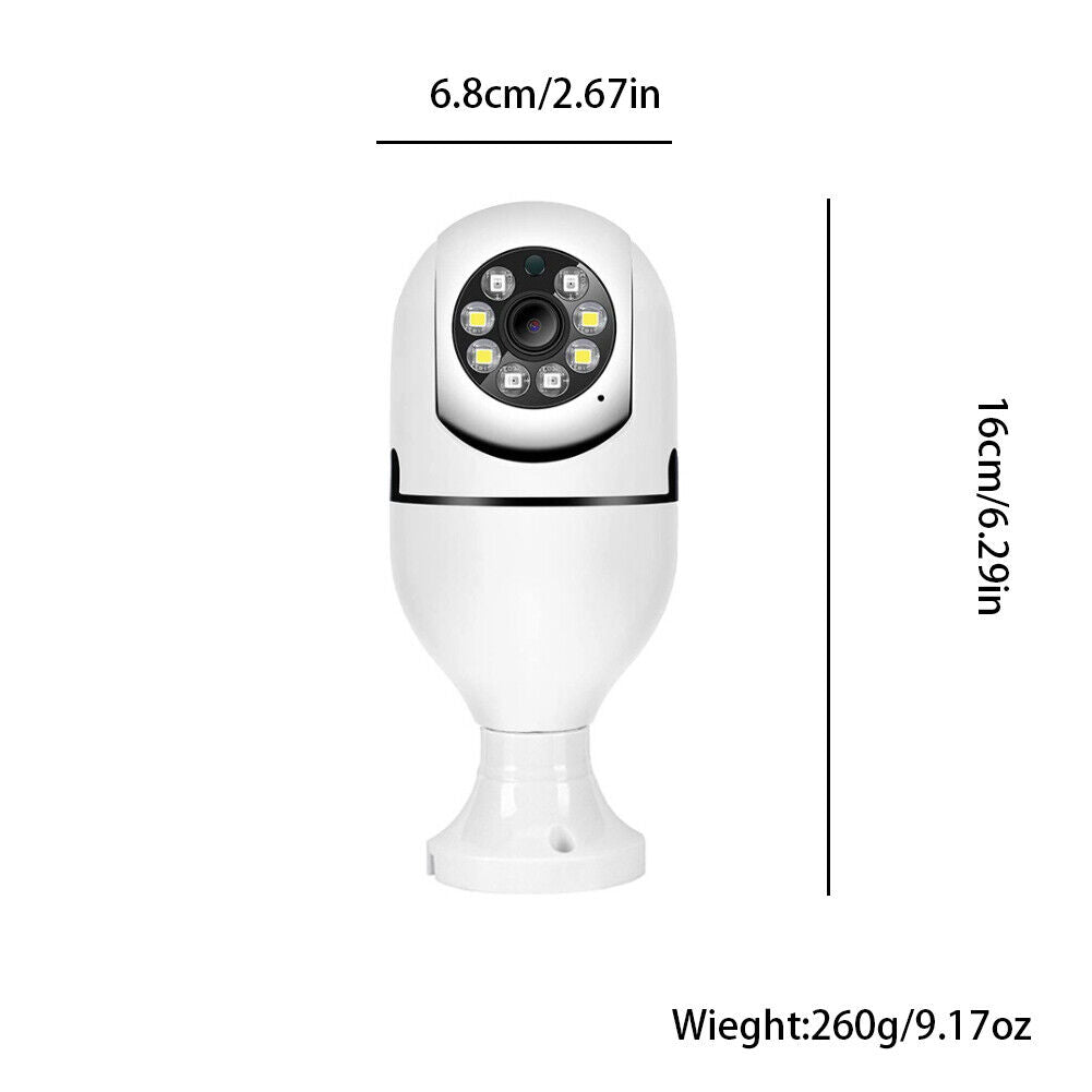 US 360° 1080P IP E27 Light Bulb Camera Wi-Fi IR Night Smart Wireless Security