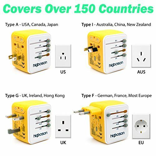 Universal Travel Adapter, High Speed Charging Ports Worldwide AC Wall Outlet.
