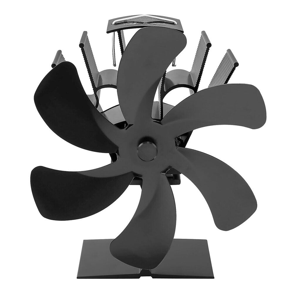 US 6 Blades Wood Stove Fan Heat Powered Eco Fireplace Fan Log Burner Fuel Saving