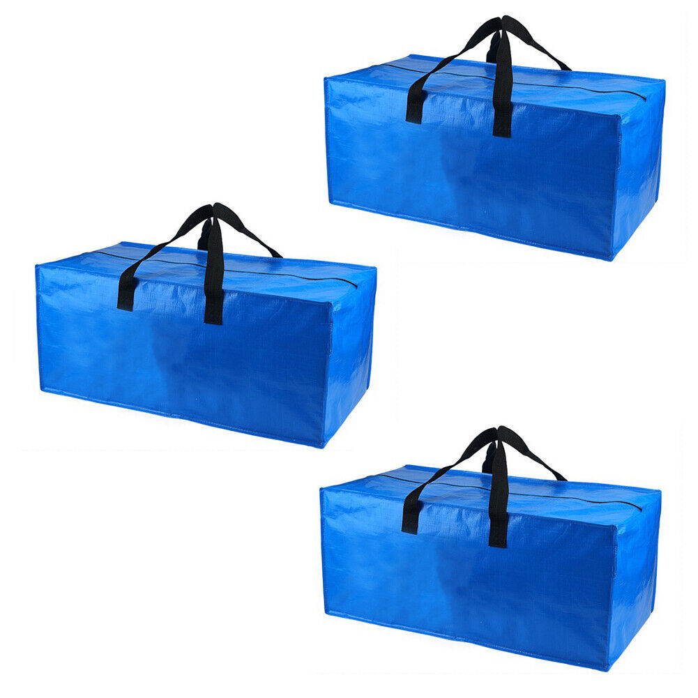 US 3 Pcs Heavy Duty Extra Large Storage Bag Blue Moving Water Resistant Bag Tote