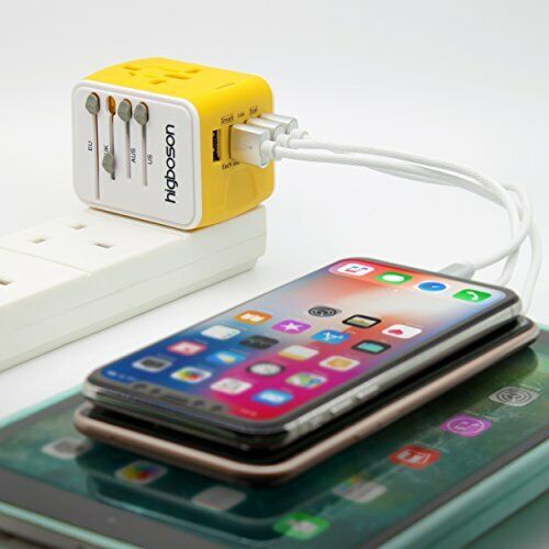 Universal Travel Adapter, High Speed Charging Ports Worldwide AC Wall Outlet.