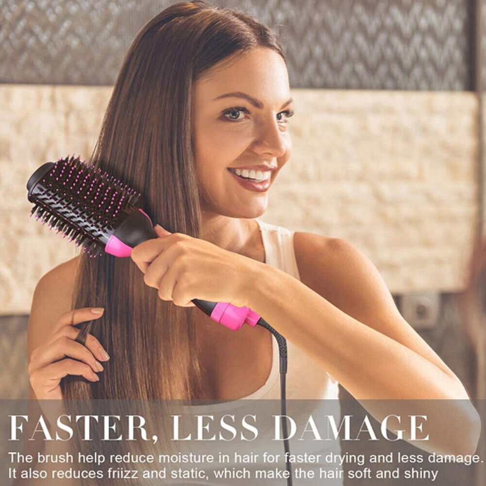 US 4-In-1 Hair Dryer Hot Air Blow Brush Detachable Volumizer Negative Ion Comb