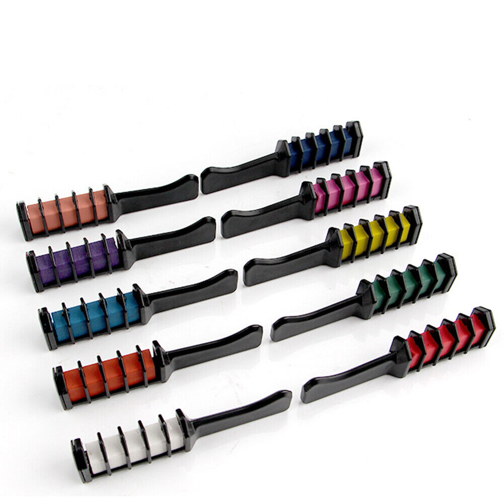 US 10 Color Hair Chalk Comb Set Washable Temporary Dye Mark DIY Party Kids Safe