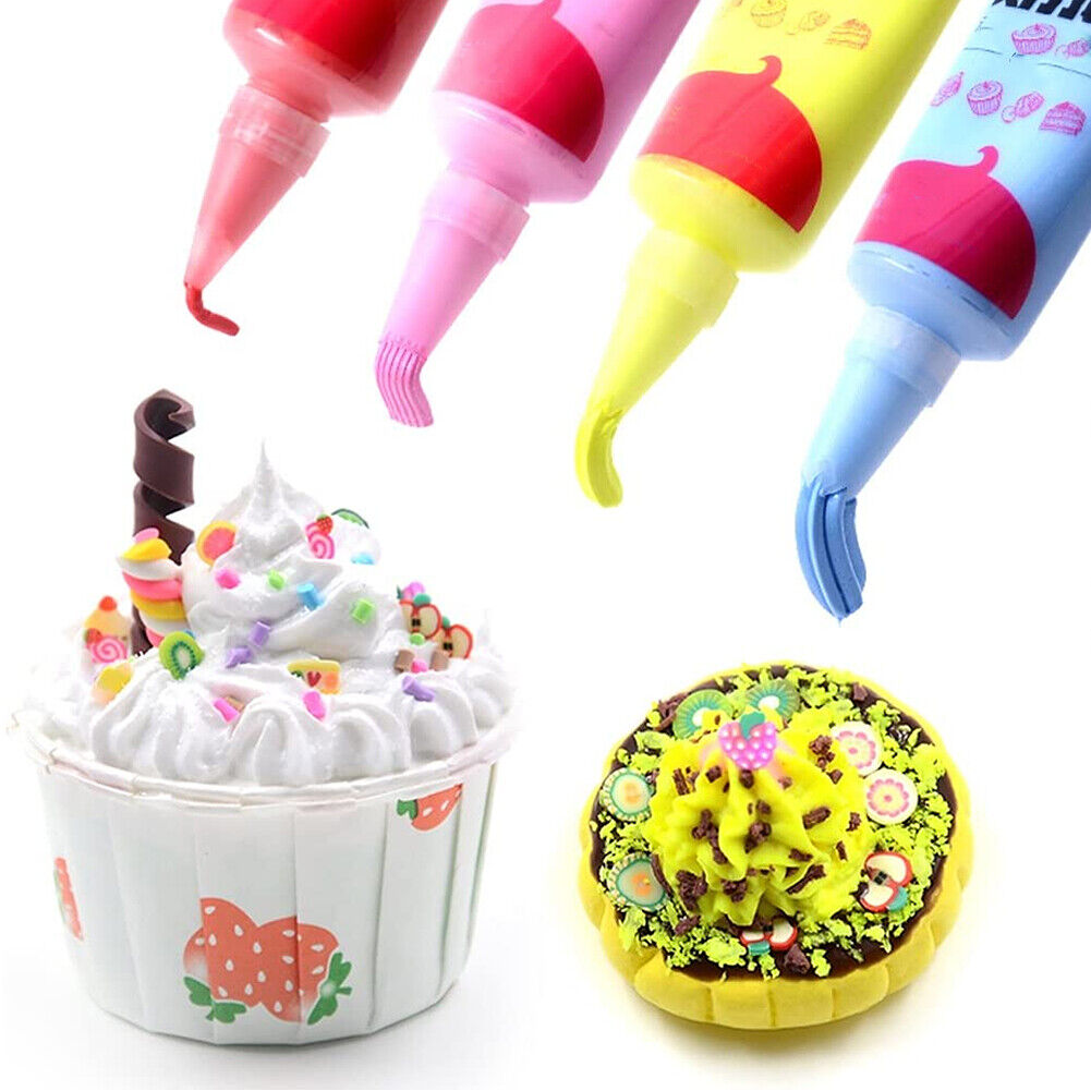 US 14 Pcs 50g Simulation Cream Adhesive Fake Whipped Cream Glue Set w/14 Nozzles