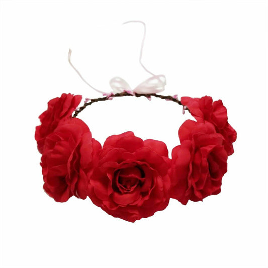Cinderella's Festival Boho Hippy Hair Head Band/Rose Crown/hair Accessory/red