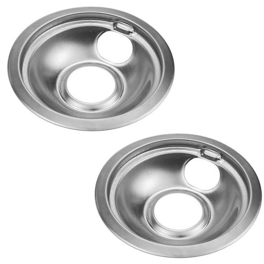 US 1-2 Pc Drip Pan Set Chrome Compatible with Whirlpool FRIGIDAIRE KENMORE Range