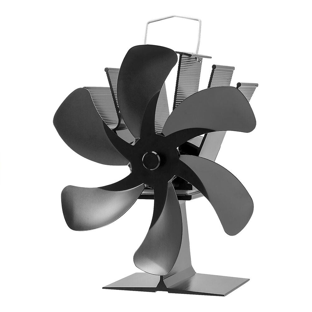 US 6 Blades Wood Stove Fan Heat Powered Eco Fireplace Fan Log Burner Fuel Saving