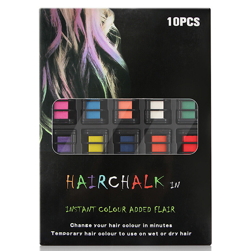 US 10 Color Hair Chalk Comb Set Washable Temporary Dye Mark DIY Party Kids Safe