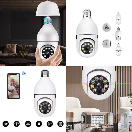 US 360° 1080P IP E27 Light Bulb Camera Wi-Fi IR Night Smart Wireless Security