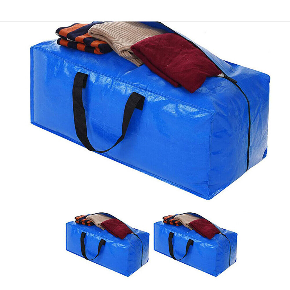 US 3 Pcs Heavy Duty Extra Large Storage Bag Blue Moving Water Resistant Bag Tote