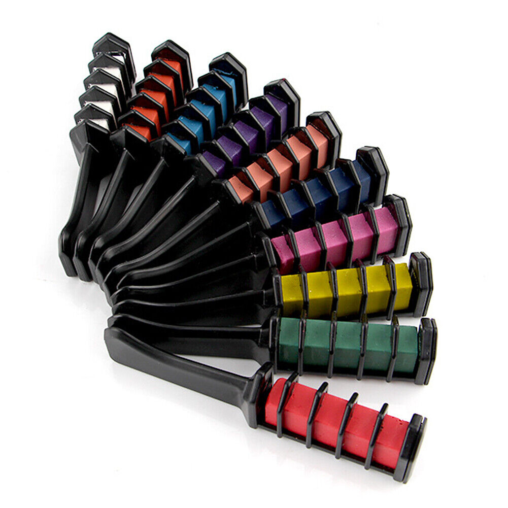 US 10 Color Hair Chalk Comb Set Washable Temporary Dye Mark DIY Party Kids Safe