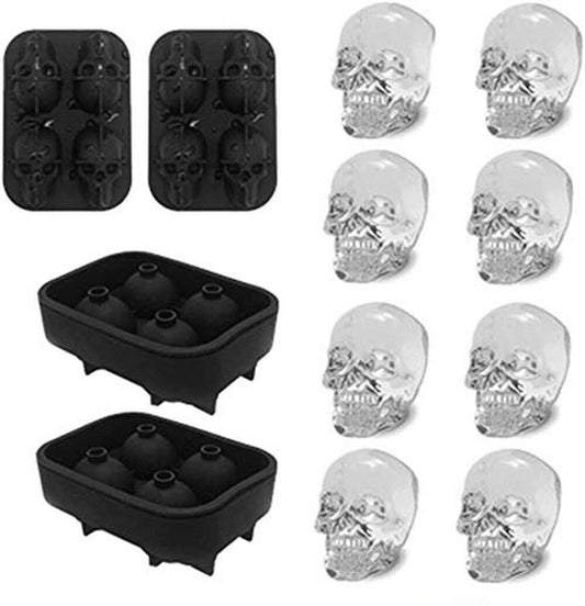 3D Easy Release Silicone Ice Skull for Whiskey, Cocktails and Juice Beverages.