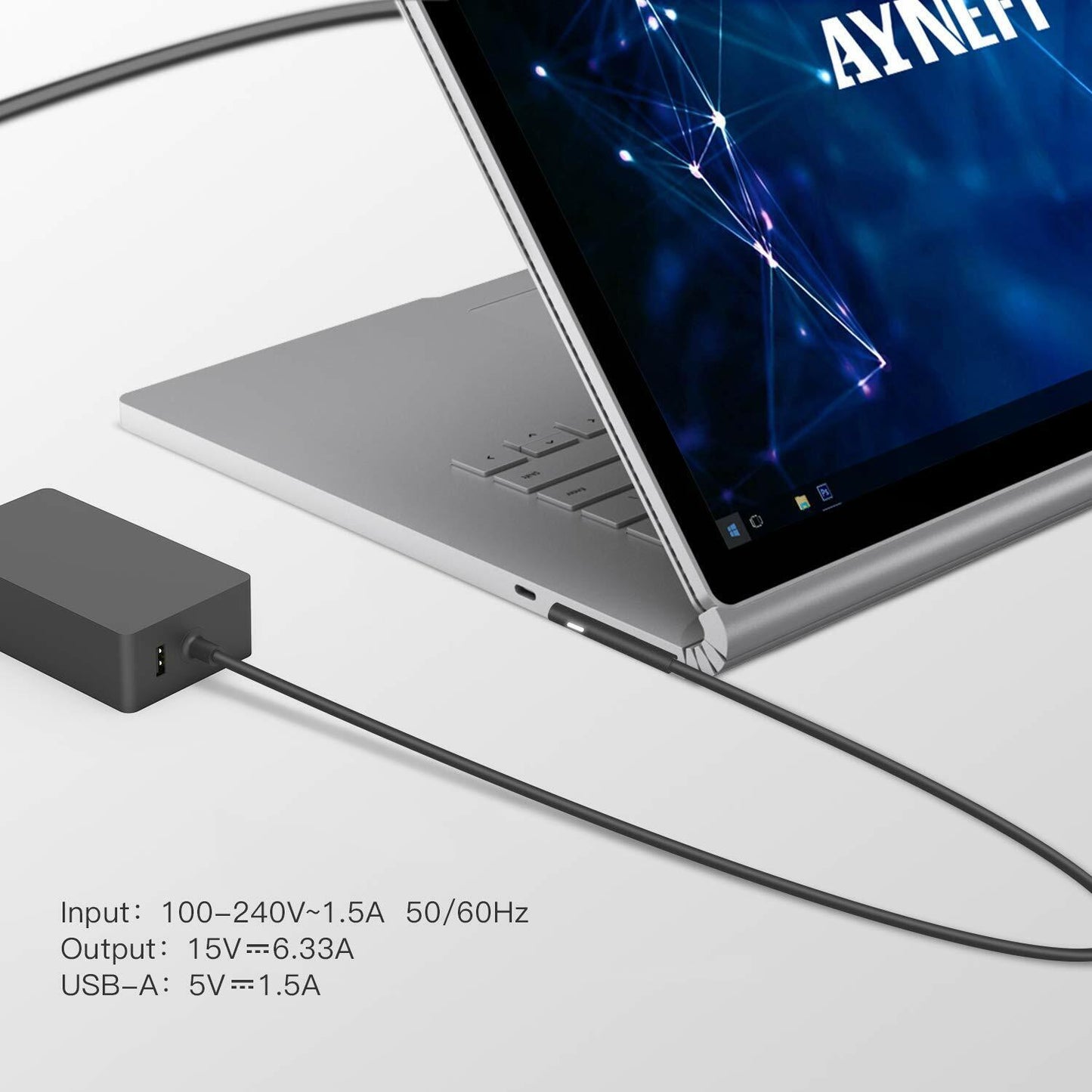 Surface Book 2 Charger 102 W, 15 V, 6,33 A, Surface Laptop 2/3 Pro7 、6、5 Adapter