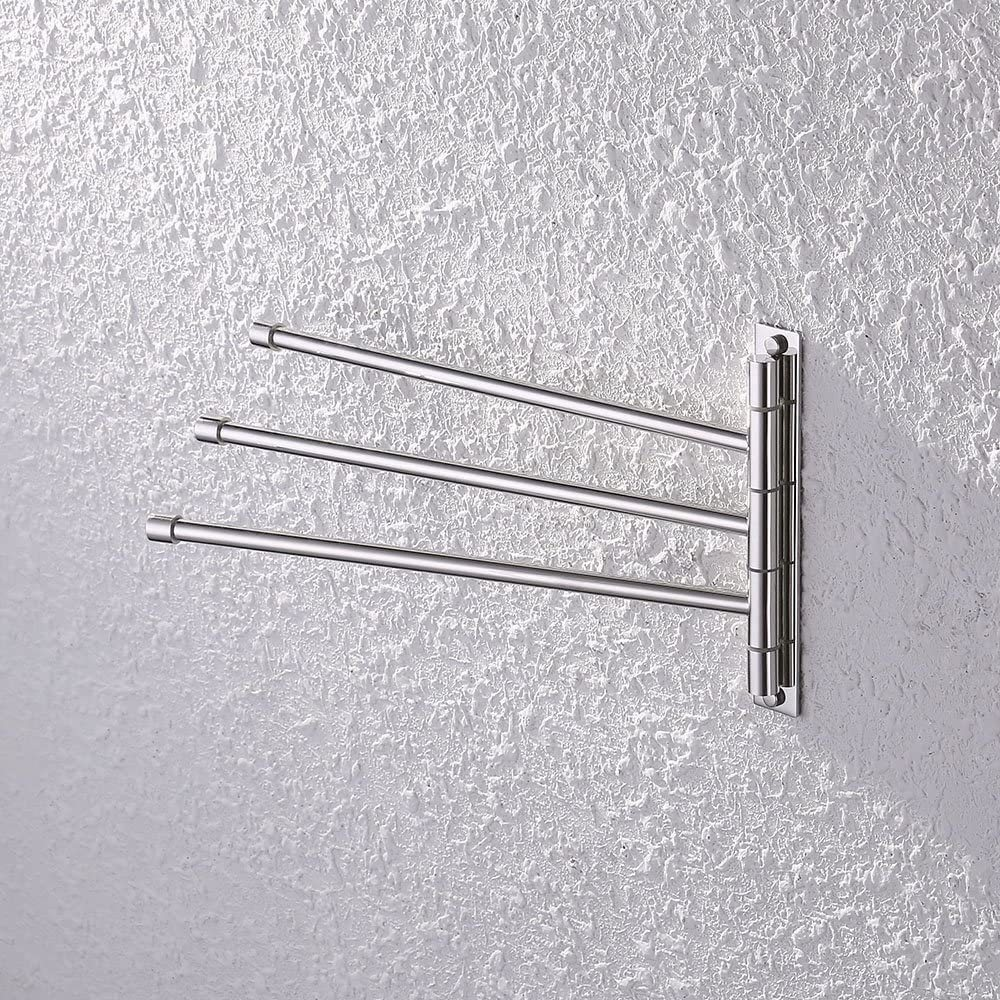 KES Towel Holder Swing Out Towel Bar SUS 304 SS 3-Bar Polished Finish, A2102S3