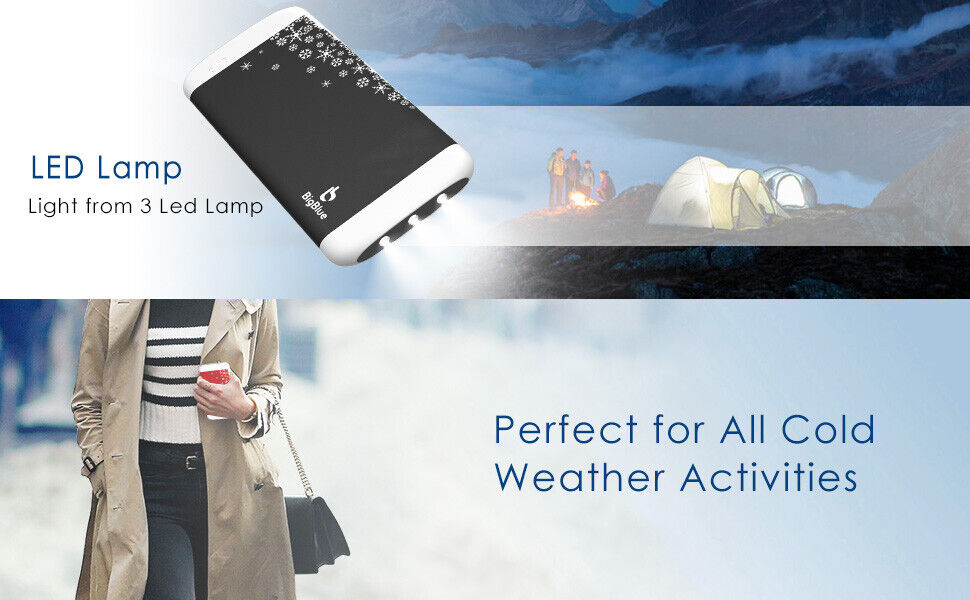 Rechargeable 3-in-1 6000mAh Hand Warmer with Emergency Light for Winter Sports