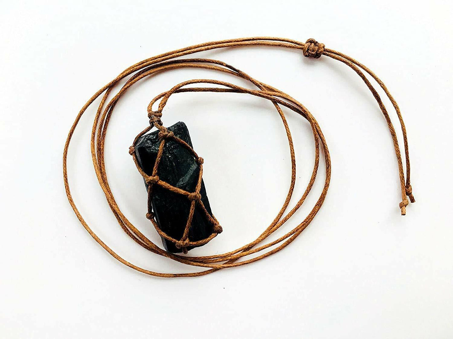Raw Tourmaline Crystal Healing Chakra Pendant Hand Braided Necklace Protection
