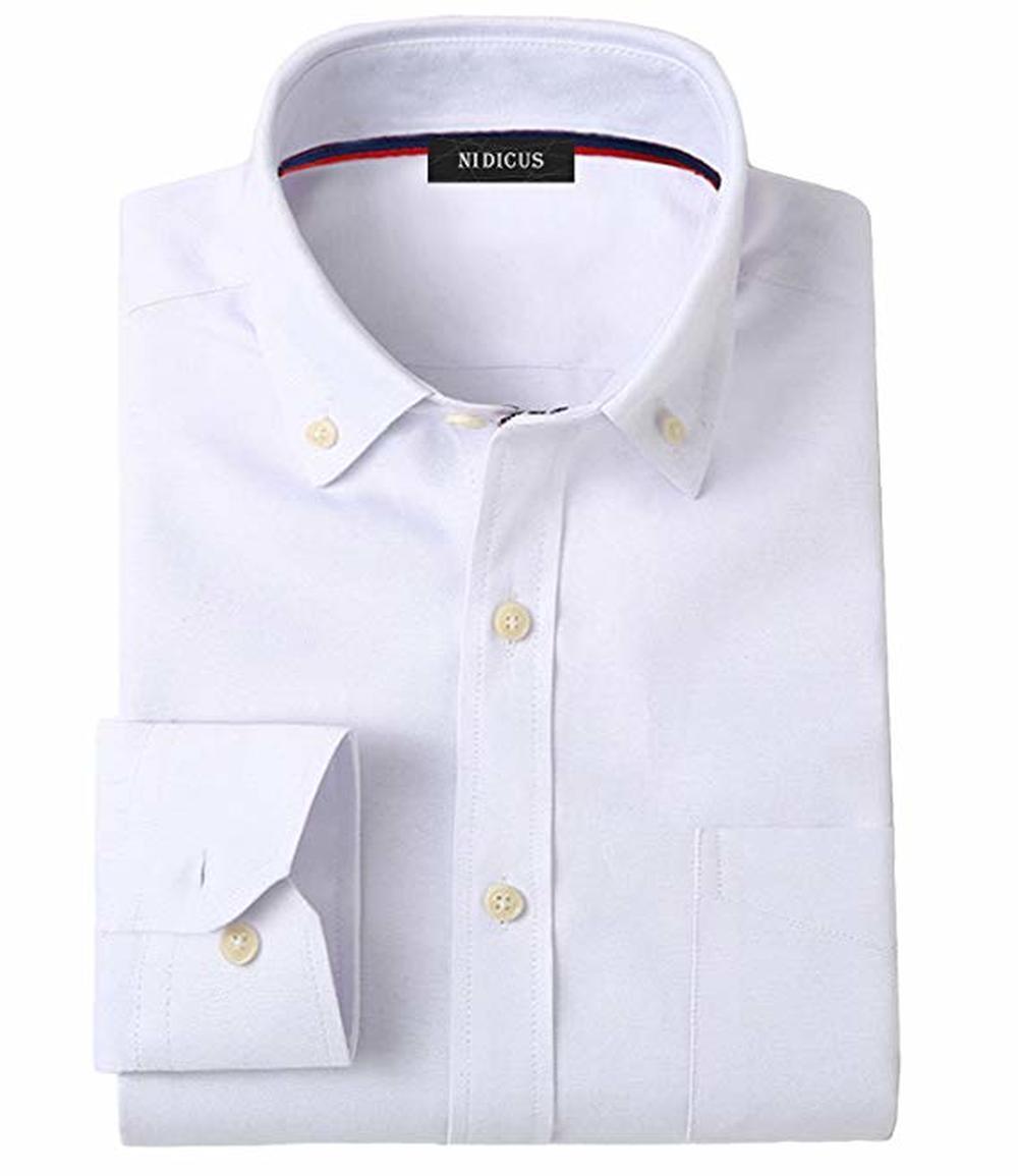 Men Tailored Slim Fit Wrinkle Free Button-up Long Sleeve Oxford Shirt Size: M