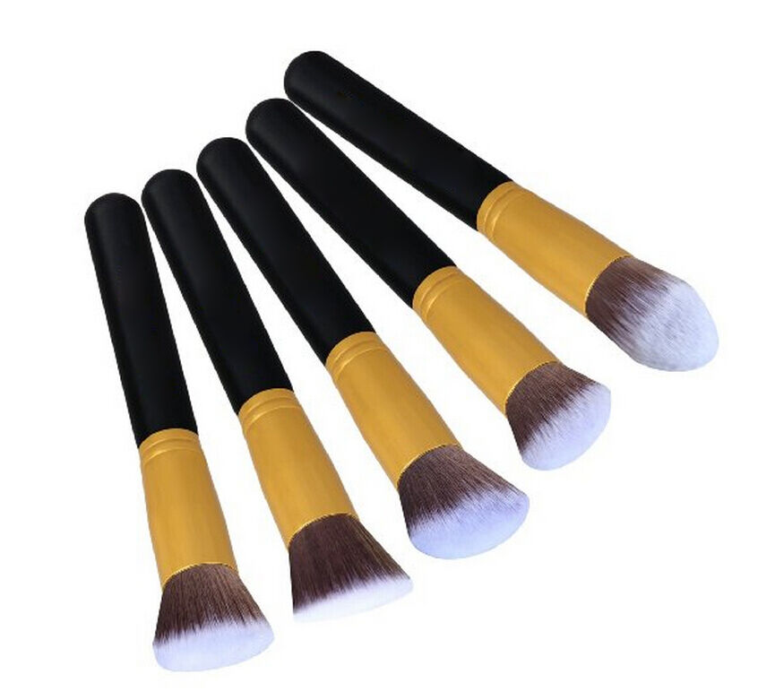 Magik Premium Synthetic Kabuki Makeup Brush Set Face Eye 10pcs Golden Black