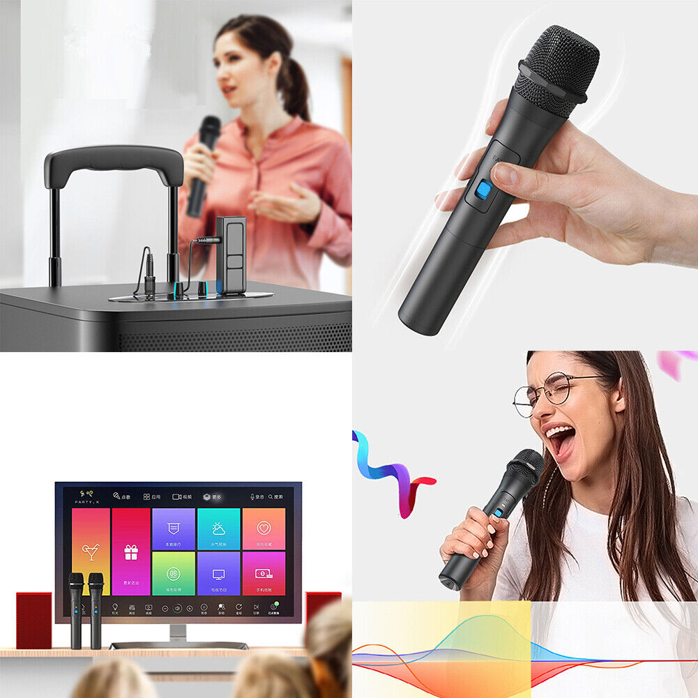 US Professional VHF Wireless Microphone Handheld Mic System Karaoke W/Receiver