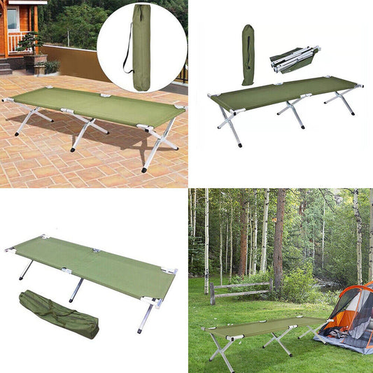 US Green Folding Camping Cot Car Tent Durable Canvas Sleeping Outdoor Steel