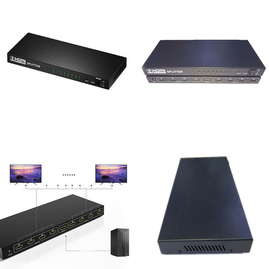 US 1X8 8 Port HDMI Splitter Switch 1 In 8 Out Amplifier Hub 3D 4K HD 1080P