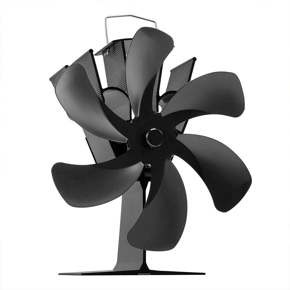 US 6 Blades Wood Stove Fan Heat Powered Eco Fireplace Fan Log Burner Fuel Saving