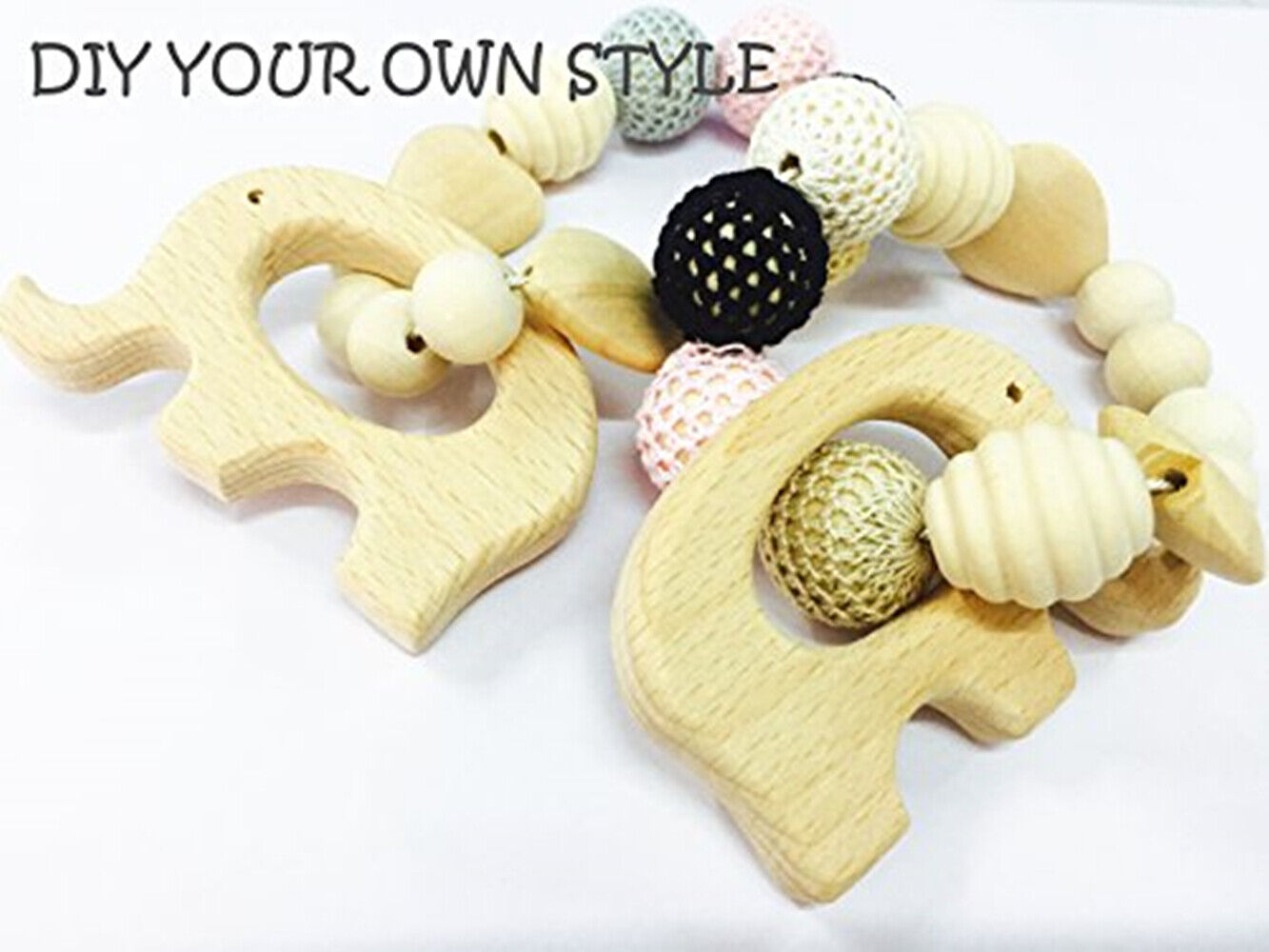 Baby Wooden Teether 11pc Wood Teething Toy Nature Animals Teething Relief Toys